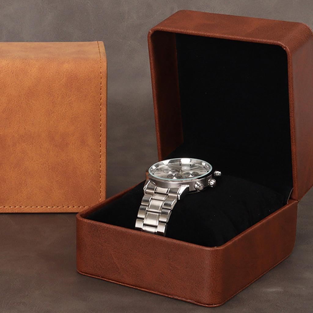 PU Leather Watch Box Luxury Flip Watches Storage Boxes Man Jewelry Organizer Packaging Case Portable Gift Watch Box (no Watch)