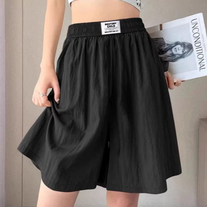 Women s High-Waist Wide-Leg Summer Drape Shorts - Casual Ice Silk Capris L (100-120 jin)