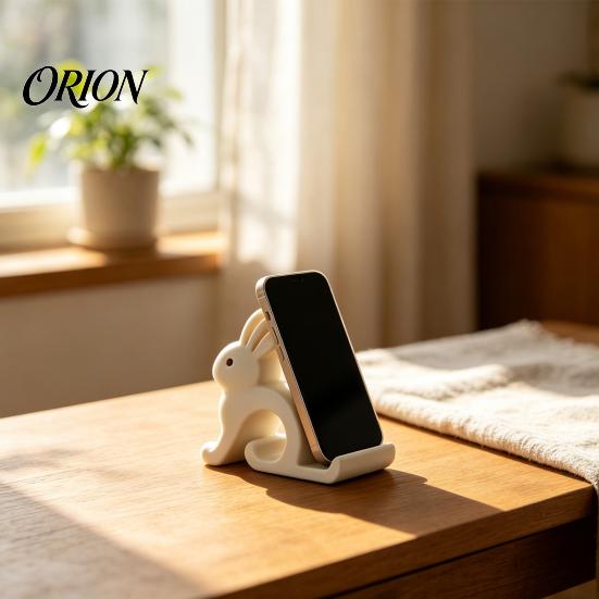 Universal Smartphone Holder Cute Rabbit Phone Holder, 3D Printed Cell Stand, Bunny Creative Plastic Dock Shape Mobile Hands-Free Desktop Mount
