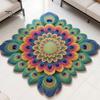 Artistic Door Rug Peacock Indoor Mat Non Slip Front Colorful Decorative Animal Feathers Floor Area for Entryway Living Room Bathroom Sturdy