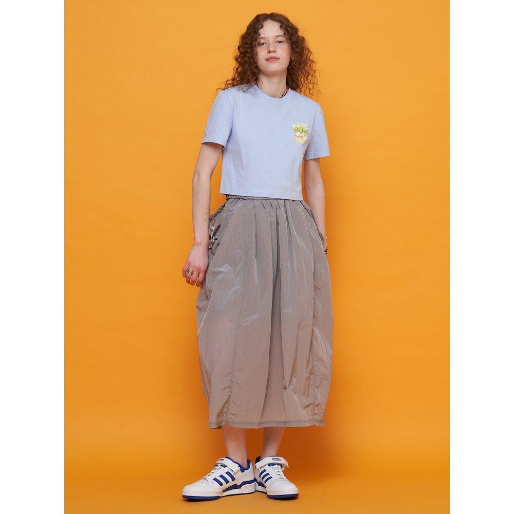 Saendeusaundeu Graphic Crop Sleeve Tshirts Light Blue
