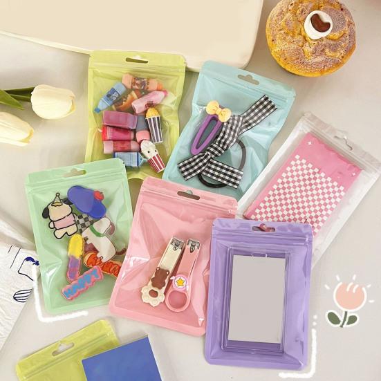 10 Peças Sacos de Armazenamento à Prova de Umidade Cor Vibrante Design Visível Boa Vedação Ampla Aplicação à Prova de Odores Sacos com Zíper Organizadores de Doces e Joias Casa