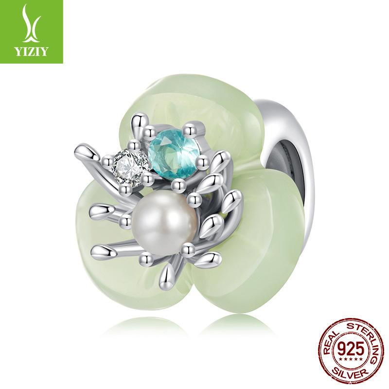 Monet Impression Silicone Bead Barrier Charm 925 Silver Bead Jewelry Accessories Flower And Grass Spring New