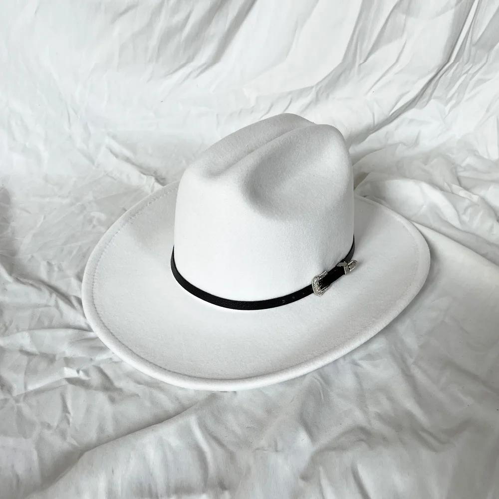 Vintage Western Cowboy Hat for Men Women with Shapeable Wide Brim Cowgirl Felt Hat Cloche Church Sombrero Hombre Caps