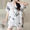 New Artificial Cotton and Silk Short-sleeved Shorts Summer Pajamas Women's Sweet Cardigan Casual Loungewear