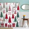 Fabric Christmas Shower Curtain Set- Vintage Xmas Tree Fireplace Winter Holiday Bath Bathroom Decor Curtain Polyester,Washable