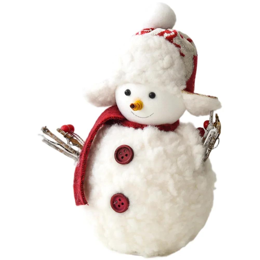 Soft Foam Christmas Tree Ornament with Snowman Plush for Desktop Shelf and Window Display to Create Festive Holiday