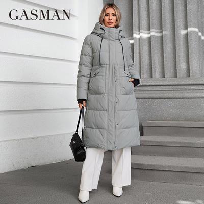 GASMAN 2024 Giacca da donna lunga Fashion Grace donna piumino invernale Tasca con cerniera con cintura parka alta qualità outwear 88602