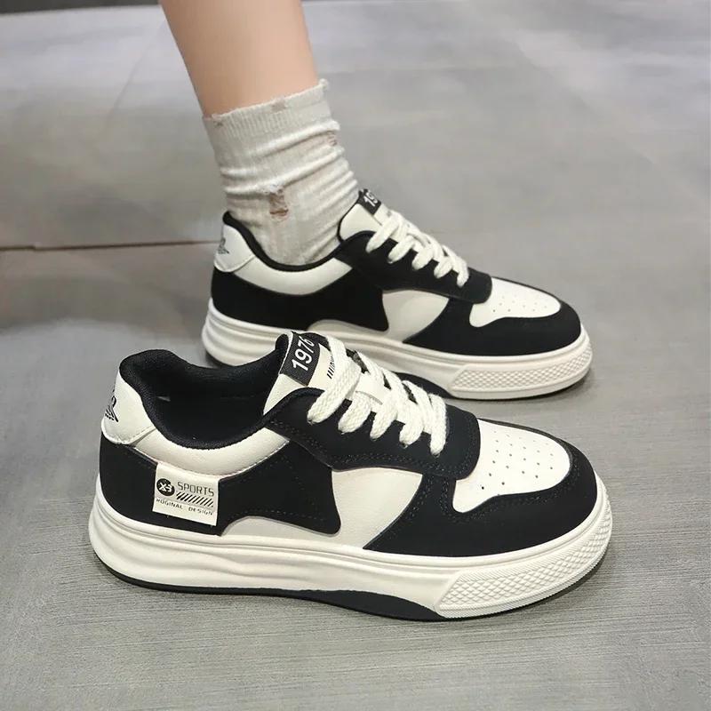 Platform Sports Shoes Flat Female Sneakers Women Tennis Spring Casual Vulcanize Black Fashion Harajuku Thick-sole Sneakers