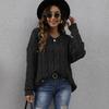 Women's Top, Thickened, Fried Dough Twists Knitted Sweater, V-neck Design, Fashionable Hooded Top, Loose Pullover Sweater