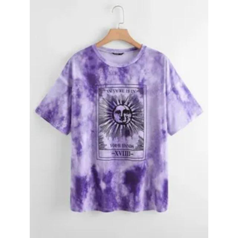 Summer Round Neck 3D Tie-dye Print Top Fashionable Casual Short Sleeved Women's T-shirts