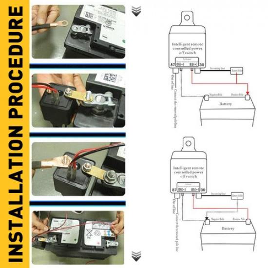 Battery Disconnect Isolator Power Switch Cut-Off Master Car Dual Control Remote