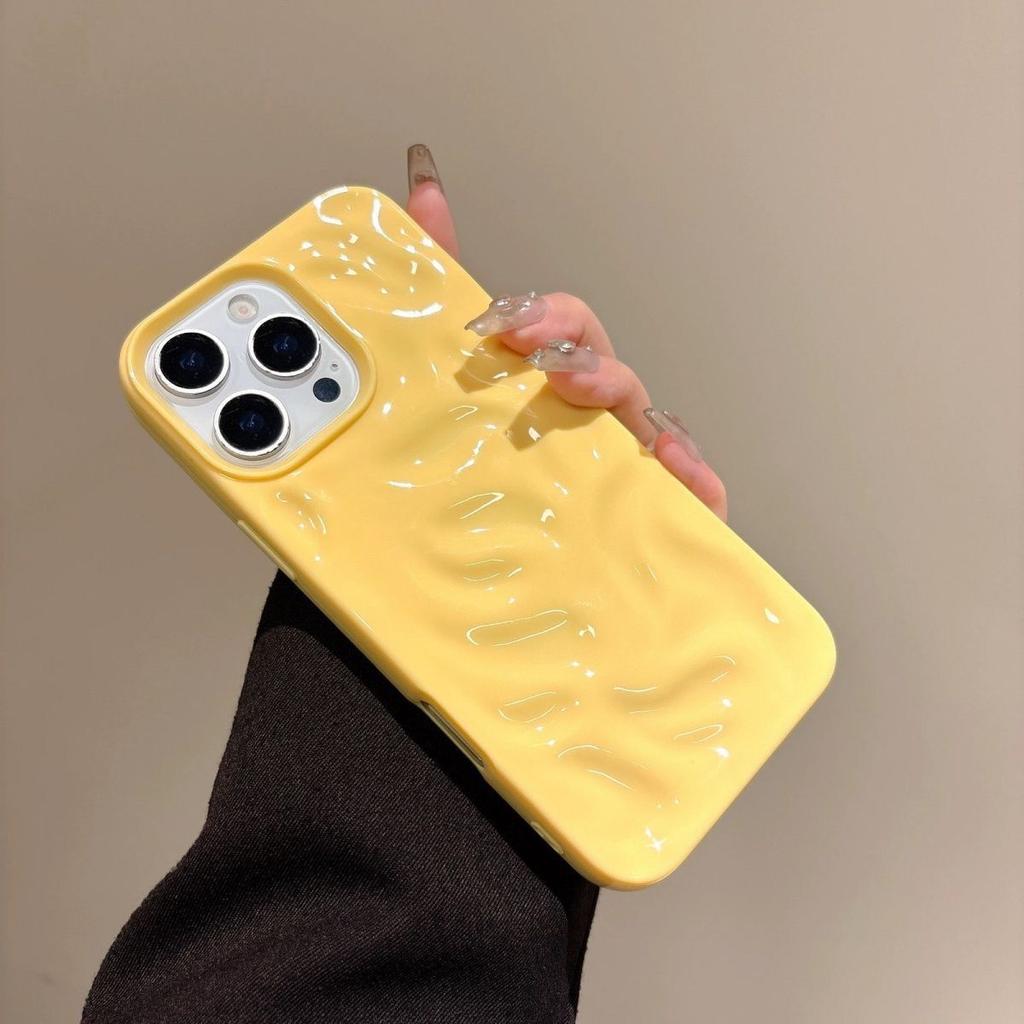 Fashion Ripple Texture Glossy Case For iPhone 11 12 13 14 15 Plus 16 Pro Max XS XR 7 8 Plus Soft TPU Wrinkles Phone Back Cover