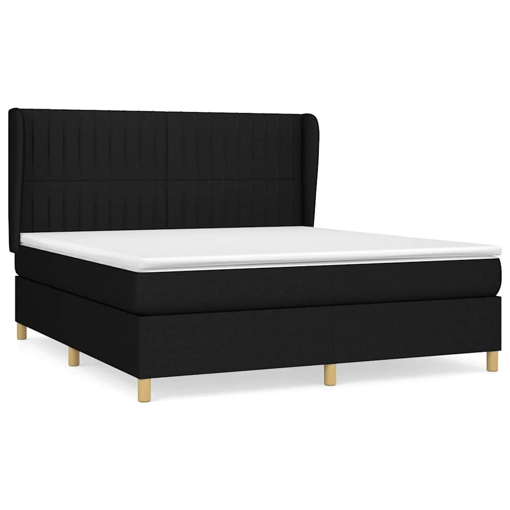 Vidaxl Continental Bed with Mattress, Black, Fabric 180X200 Cm