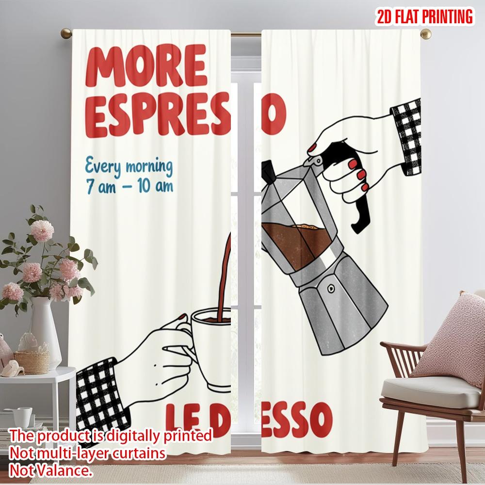 

2pcs 2D flat printing Curtains Morning Espresso Fabric Without Electricity Seasonal Party & Holiday Decor Perfect for Entryway 52.50×116.00 CM 2pcs