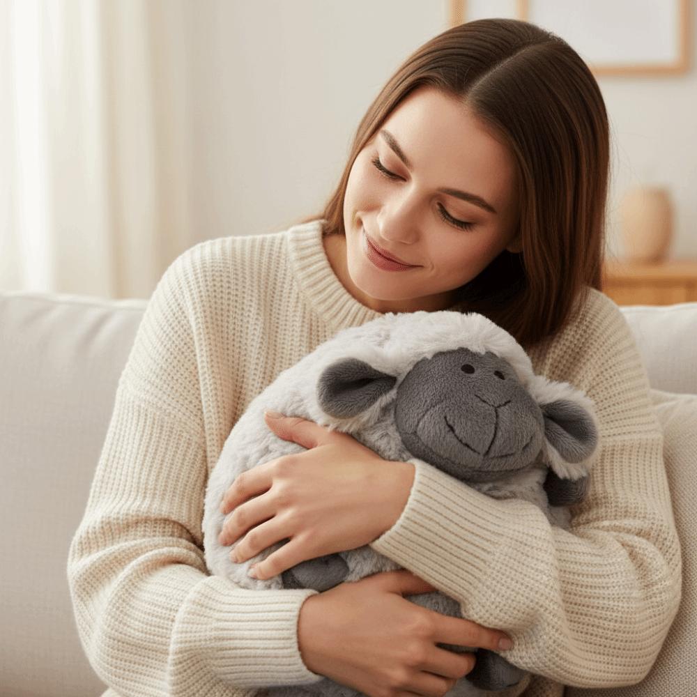 Mignon Mouton Pelucheux Jouet en Peluche Câlin Rond et Joufflu Oreiller en Peluche Jouet Doux pour la Peau Mouton Rond Douillet Poupée Enfants