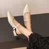 Baotou Sandals Women's Summer New Fashion with Skirt Pointed Toe Shallow Mouth Mary Jane Square Heel Shoes