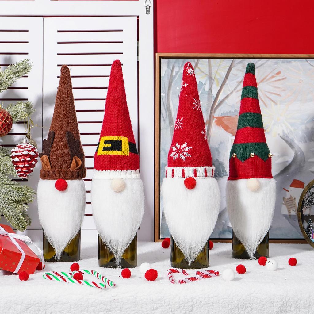 Christmas Rudolph Faceless Doll Wine Bottle Set - Festive Desktop Decoration
