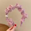 New Fashion Black Mesh Ruffle Pearl Headband For Women Girls Korean Sweet Lace Pleated Hoop Hair Band Hair Accessories
