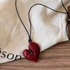 New Goth Irregular Heart Pendant Choker Necklace for Women Elegant Adjustable Black Leather Rope Necklace Jewelry Gifts