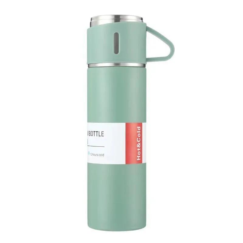 500ml One Cup Three Lid Stainless Steel Insulated Bottle Business 304 Large Capacity Thermos High End Gift Box Set Water Cup