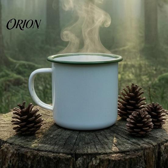Enamel Coffee Mug for Camping Mug, Simple Style, with Multi-color Contrasting Rim, 360ml Compact Drinkware Gear Capacity Drinking Tea And Hot
