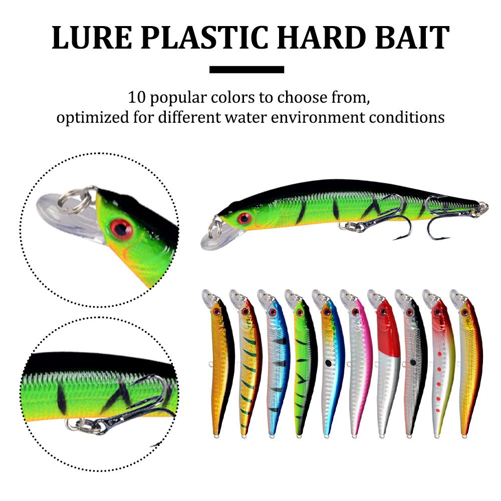 Kit Jerkbait Leurre Minnow Ensemble Crankbaits Leurres Durs pour Pêche au Bar Truite Perche Leurres de Surface pour Bateau