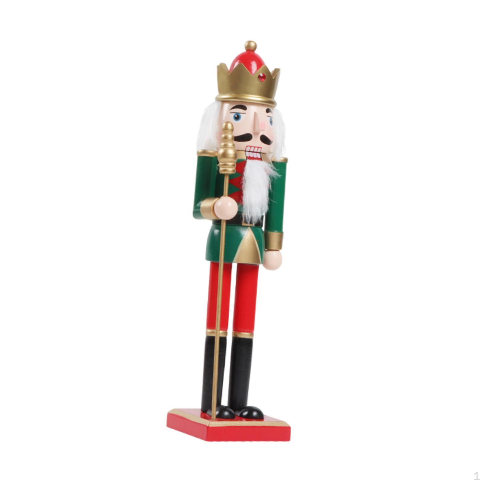 

Nutcracker Statue Crafts Christmas Figurine Collection Gift Ornament Wood Sculpture for Table Scepter
