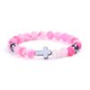 Natural Stone Cross Bracelets Colorful Weathering Agate Cross Elastic Rope Bracelet For Men Women Charm Yoga Jewelry