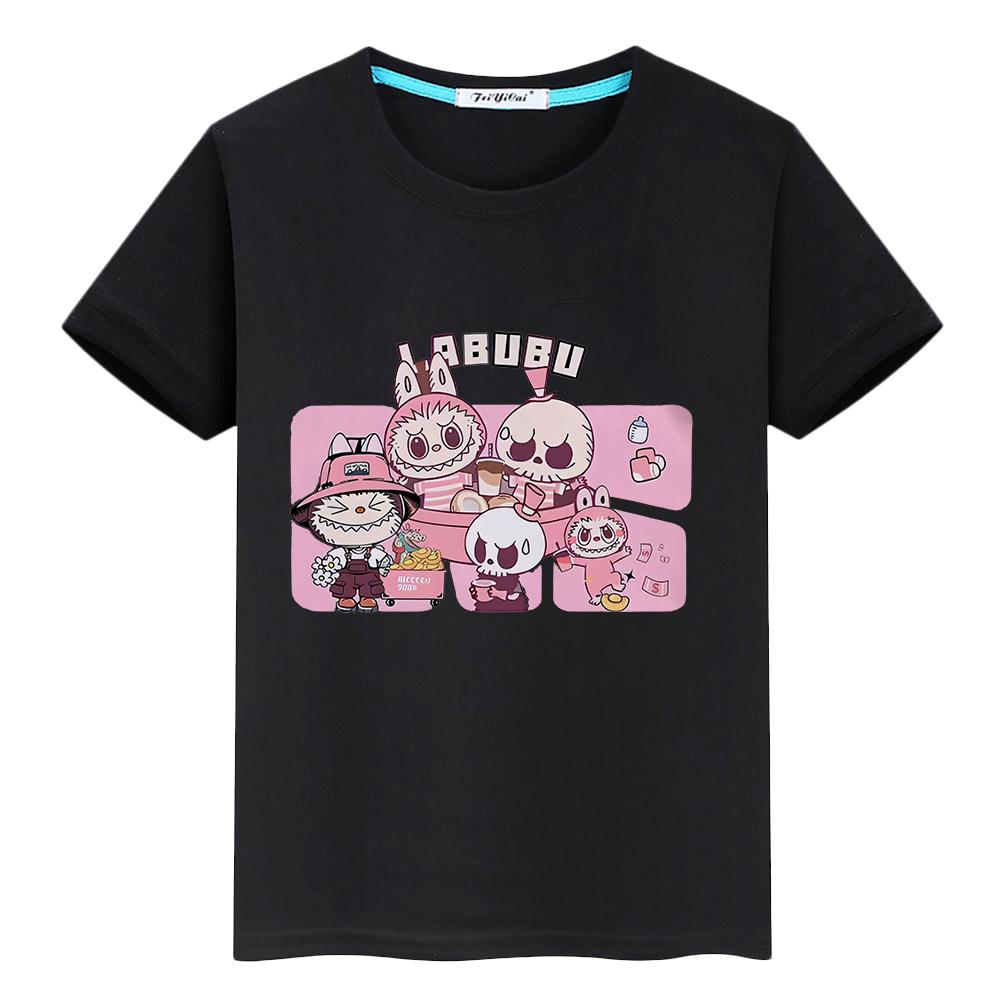 Labubu T Shirt for Kids Boy 10years 100%Cotton Anime Short Kawaii Tops Pride Tshirt Y2k Toddler Girl Clothes Kids Clothes Girls