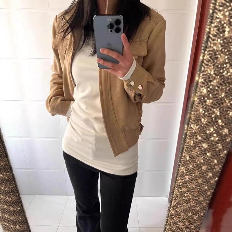 Women's Soft & Sticky Thermal Fleece T-Shirt: White Base Layer, Dropped Shoulders, Slim Fit, Long Sleeves - New Autumn/Winter Korean Style