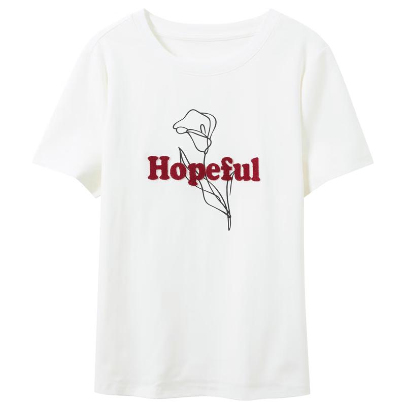 Sancai Plus Size Letter Print Round Neck Cotton T-Shirt L