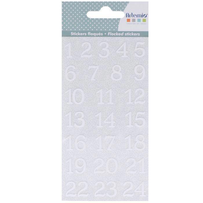 Sticker Set - ARTEMIO - Misty Winter - 24 Numbers - Flocked - DIY