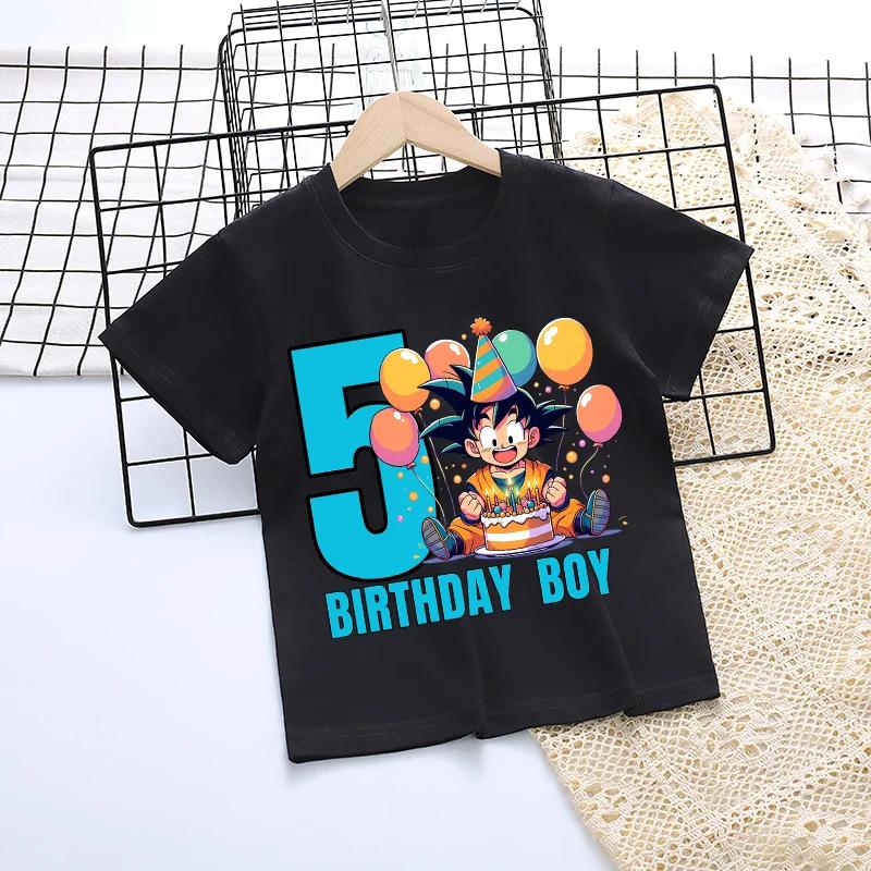 Dragon Ball Birthday Number Printed Tshirt Boys Girls Cartoon Anime Tees Short Sleeve Summer Casual Clothing Loose Tops Gifts