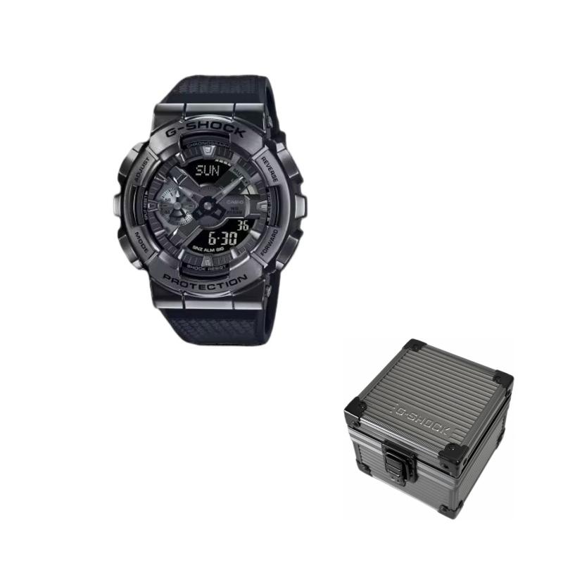 Casio Full Metal Series Round Fashion Versatile Waterproof 200 M Quartz Movement Resin Strap Watch Men watches Black GM-110BB-1A