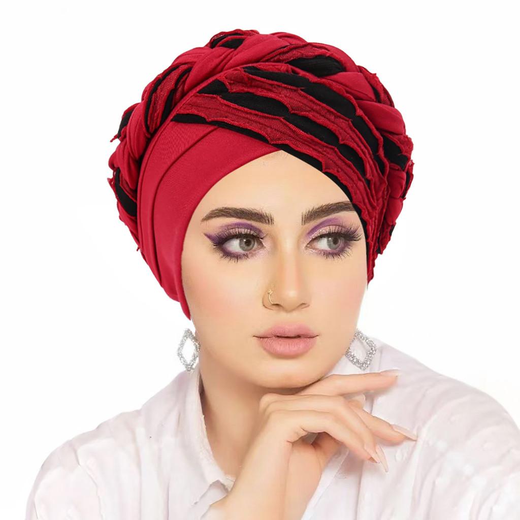 Muslimisches Kopftuch mit zweifarbiger Flechtung aus Polyester für alle Jahreszeiten