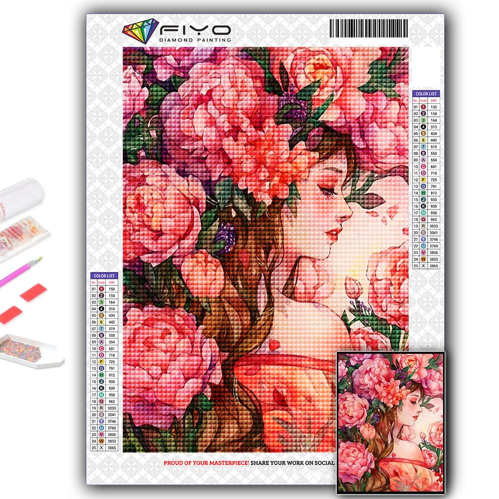 

Алмазная вышивка Цветок и девочка 5D DIY Алмазная картина Вышивка крестом Стразы Full Square 50X70CM