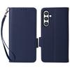 For Samsung Galaxy S24 FE Case with Wrist Strap Litchi Texture PU Leather Wallet Phone Cover