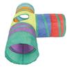 3 Way Cat Tunnel Collapsible Cat Tube Toy with Hanging Plush Ball for Rabbits Kittens and Dogs
