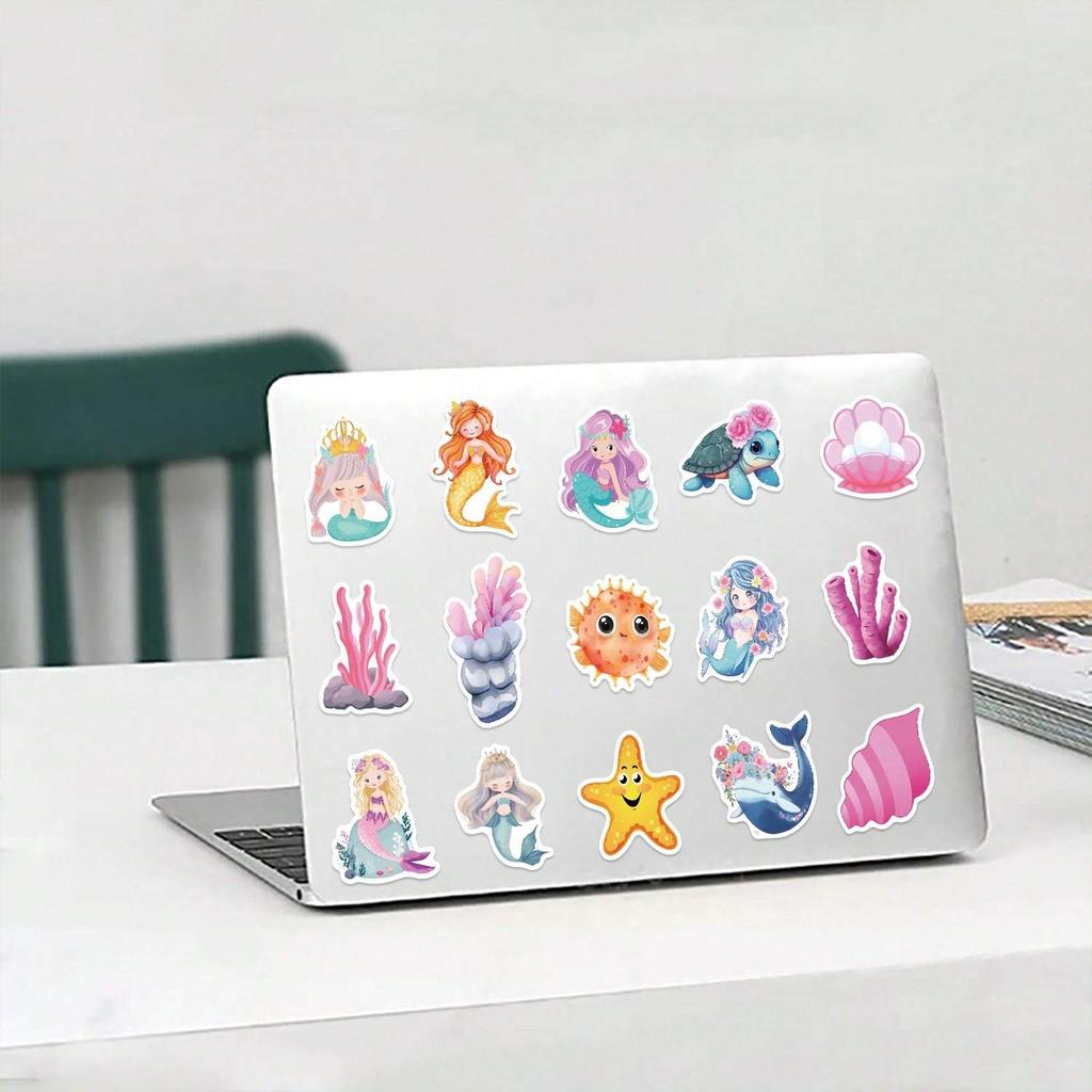 50 Pcs Mermaid Stickers Pack | Vinyl Aesthetics Stickers for Scrapbook, Journaling, Laptop, Bumper, Skateboard, Water Bottles, Computer, Phone