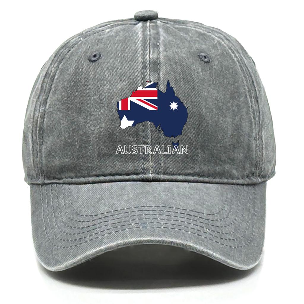 AUSTRALIAN Map Flag Print Snapback Baseball Hat Dad Hat Washed Retro Vintage Adjustable Baseball Caps  Perfect For Gifts