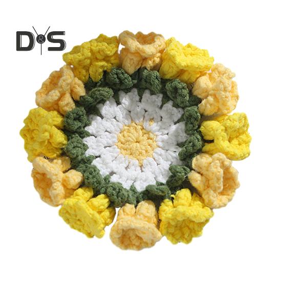 Květinový tkaný podtácek, protiskluzové držáky na kelímky, prostírání, dekorativní háčkovaná konvalinka, podložka na nápoje, opakovaně použitelný prostírání na stůl, kuchyňské doplňky.