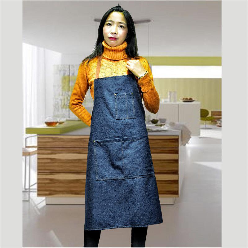 Unisex Nordic Denim Apron with Multi-Pockets for Kitchen and Home