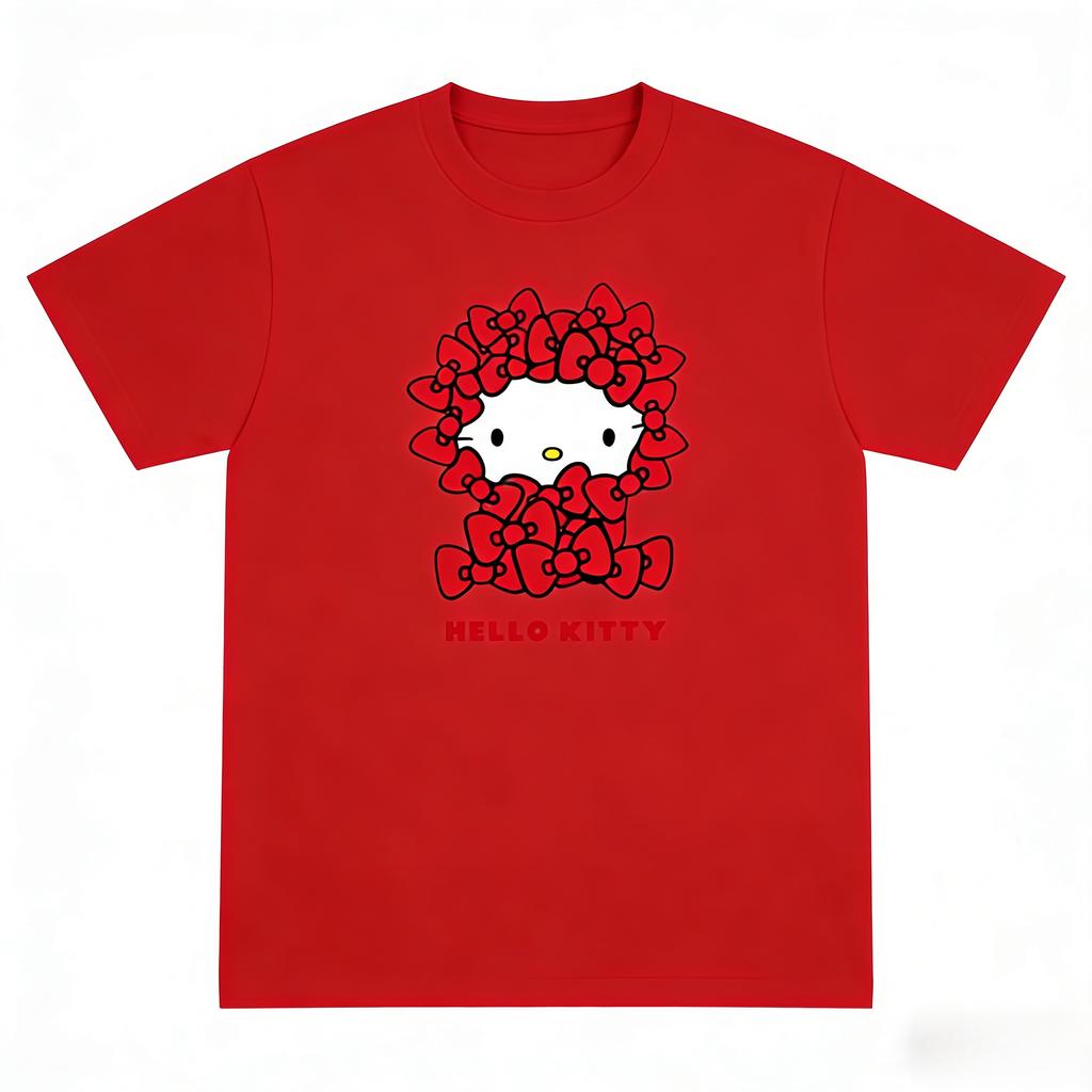 2026 New Hello Kitty Tee Soft Cotton Short Sleeve Crew Neck Cute Print Lightweight Summer Top for Women Daily Casual Wear