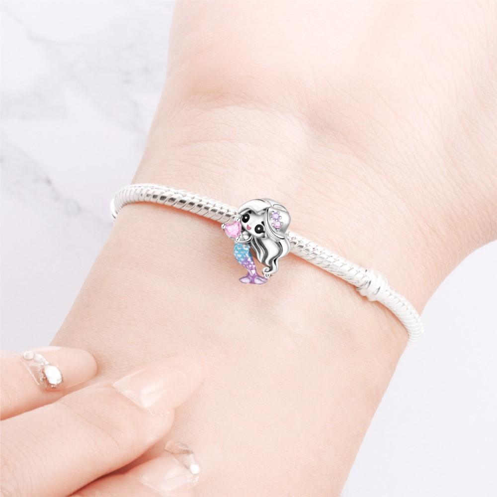 Orstarry 925 Silber Cartoonfigur Meerjungfrau Original Anhänger Armband Charms Passend Schmuck Party Perlen DIY Feine Geschenke