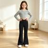 Kids' Color High Waist Flared Yoga Pants with Elastic Waist for Running, Dance and Fitness