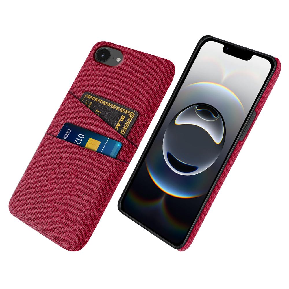 

Для iPhone 16e Чохол Тканина+Твердий ПК Чохол для телефону з подвійними слотами для карток Red
