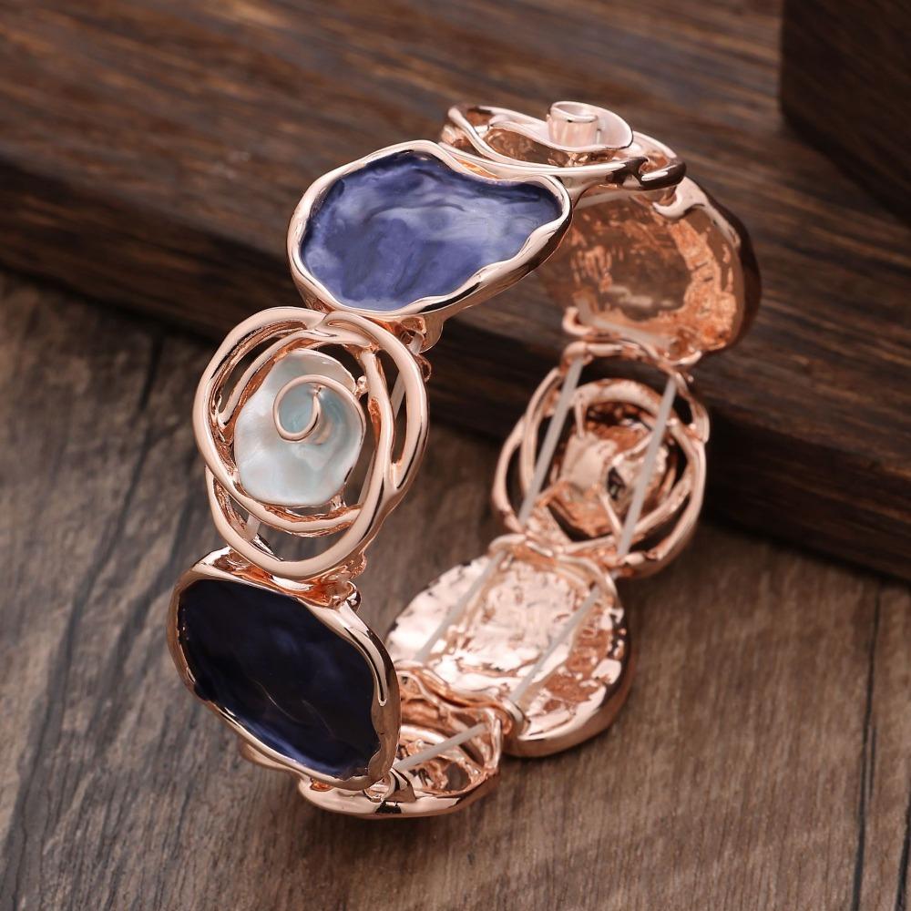Elastic Buckle Colored Oil Rose Bracelet Women's Hand Bracelet  Gifts for Women Girl