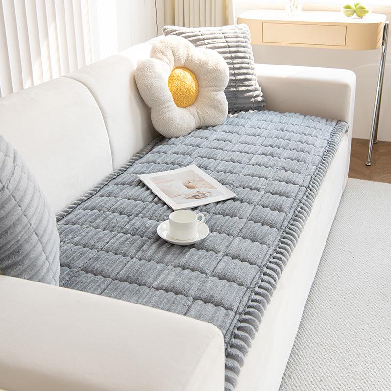 New Autumn and Winter Corduroy Sofa Cushions Plush Cushions Simple Modern Non Slip Leather Sofa Cover Cover Cloth