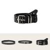 Fashionable Solid Color Star And Rivet Decor Women Casual Belt For Commuter Style And Fashion Accessories
